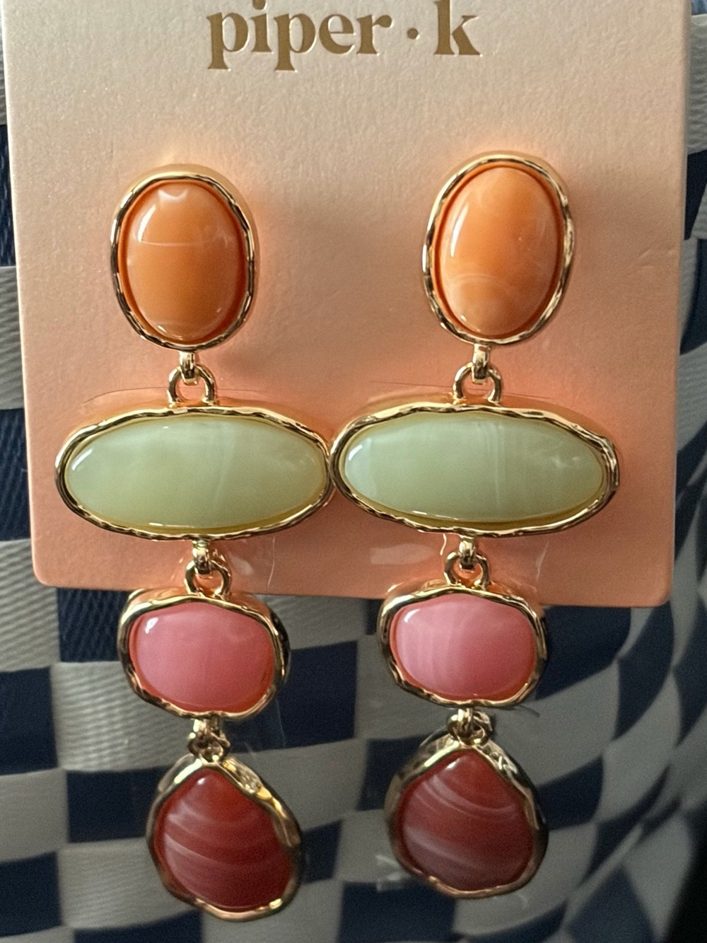 Piper K Multi-Color Stone Drop Earrings